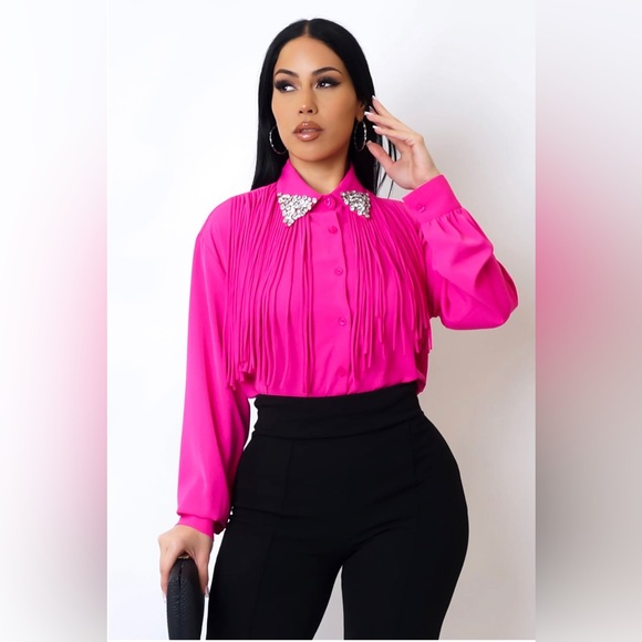 Pink Fringe blouse - Picture 2 of 2